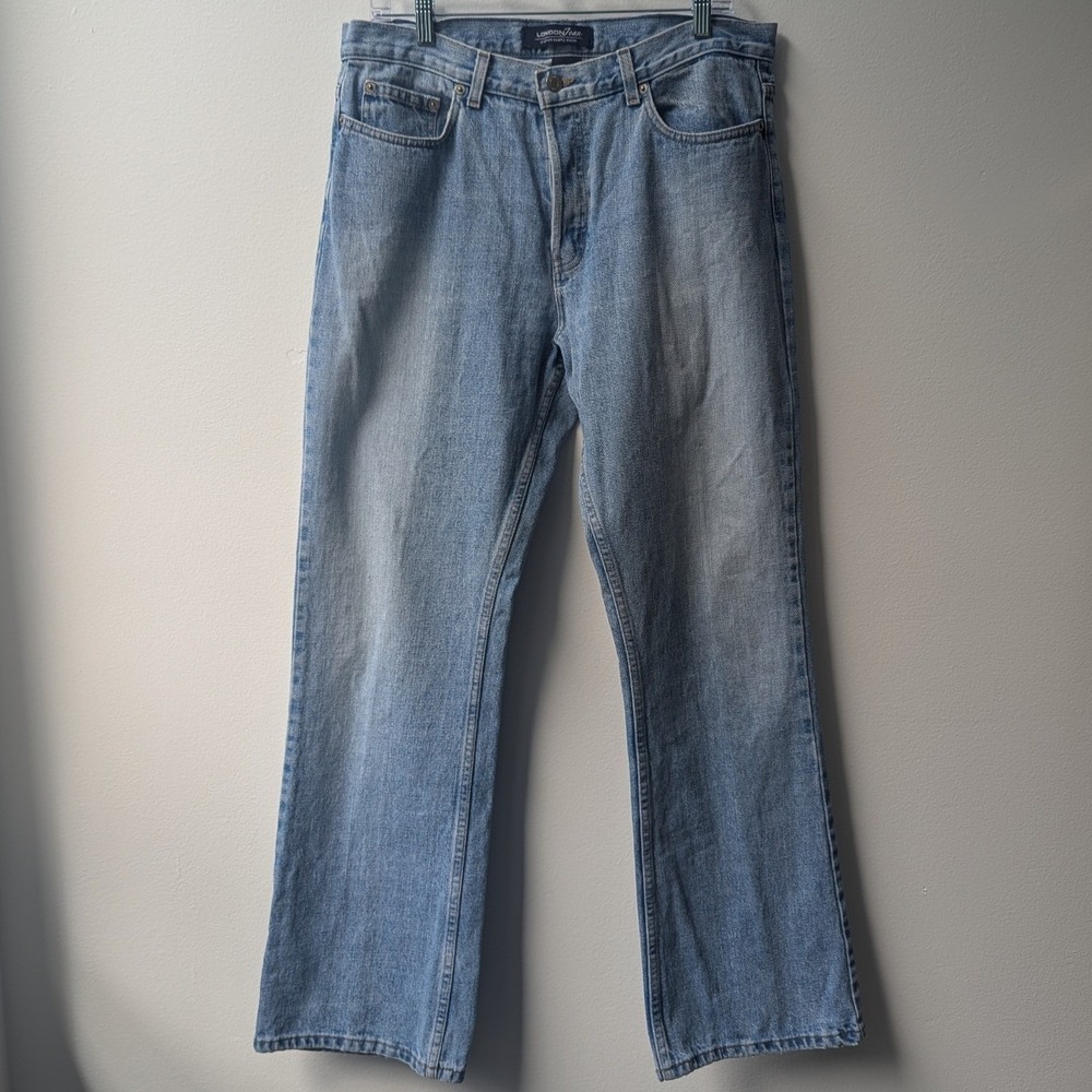 Vtg 90s Jeans 100% Cotton Straight Leg Light Wash Button Fly Denim High Rise 14